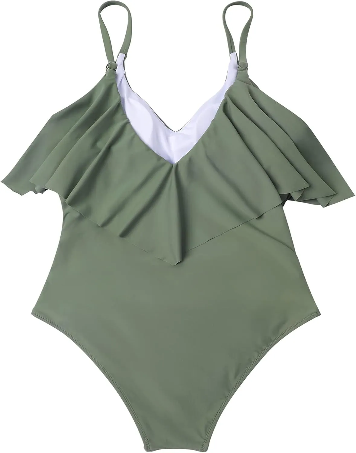 SUUKSESS Women Slimming Ruffle One Piece Swimsuits Ruched Tummy Control Bathing Suits