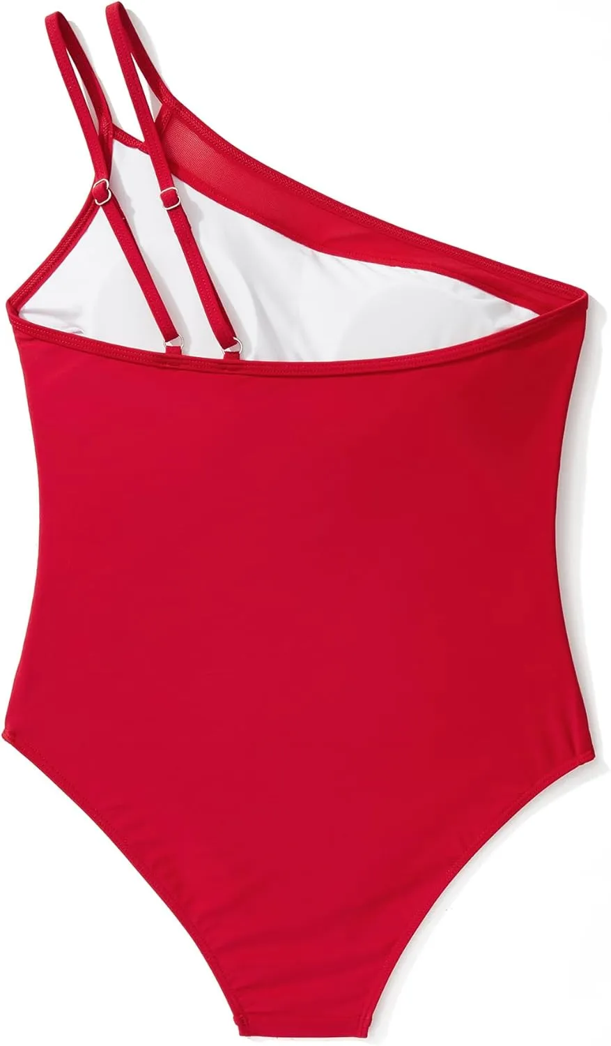 SUUKSESS Women Tummy Control One Piece Swimsuit Mesh One Shoulder Bathing Suit
