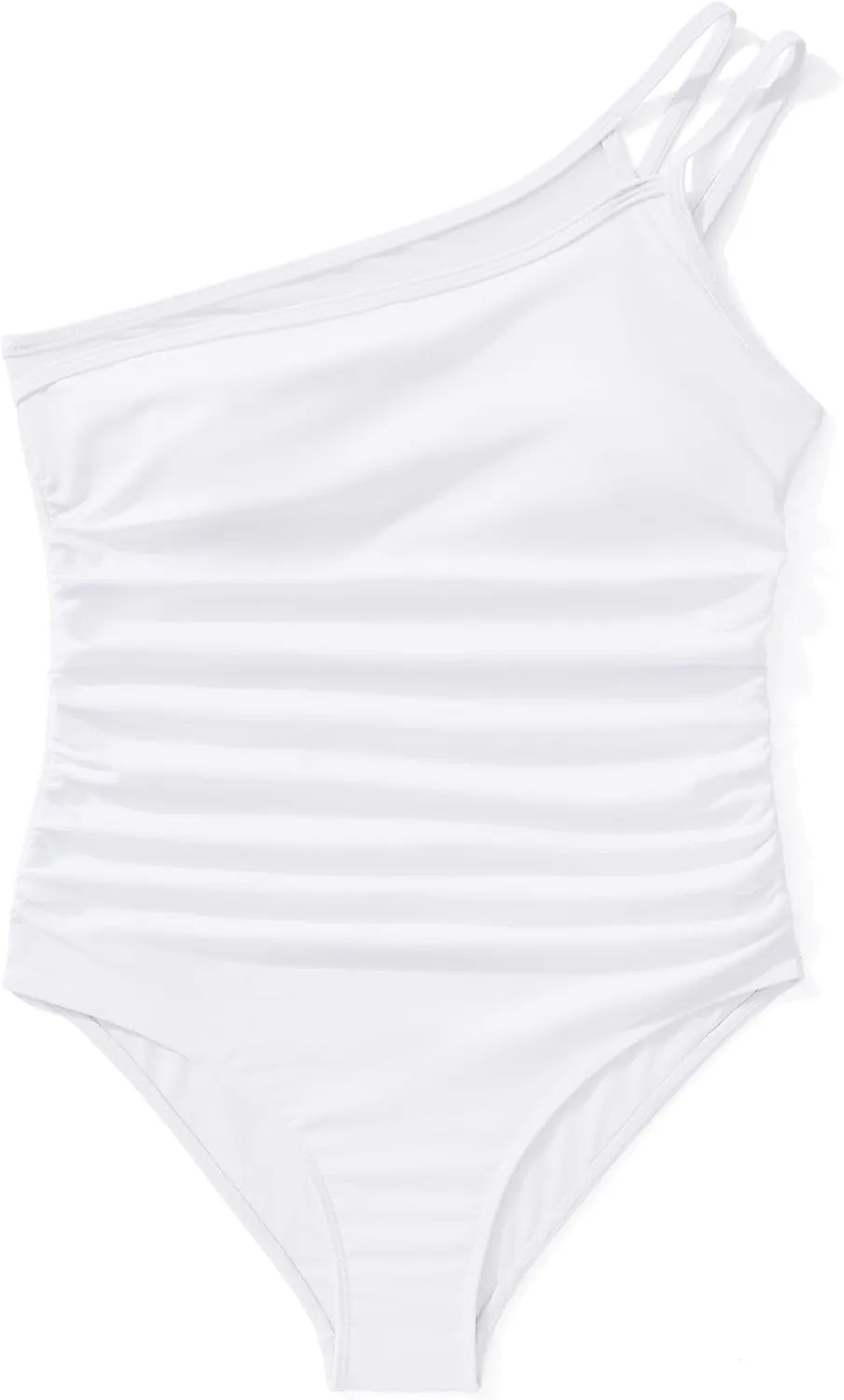 SUUKSESS Women Tummy Control One Piece Swimsuit Mesh One Shoulder Bathing Suit
