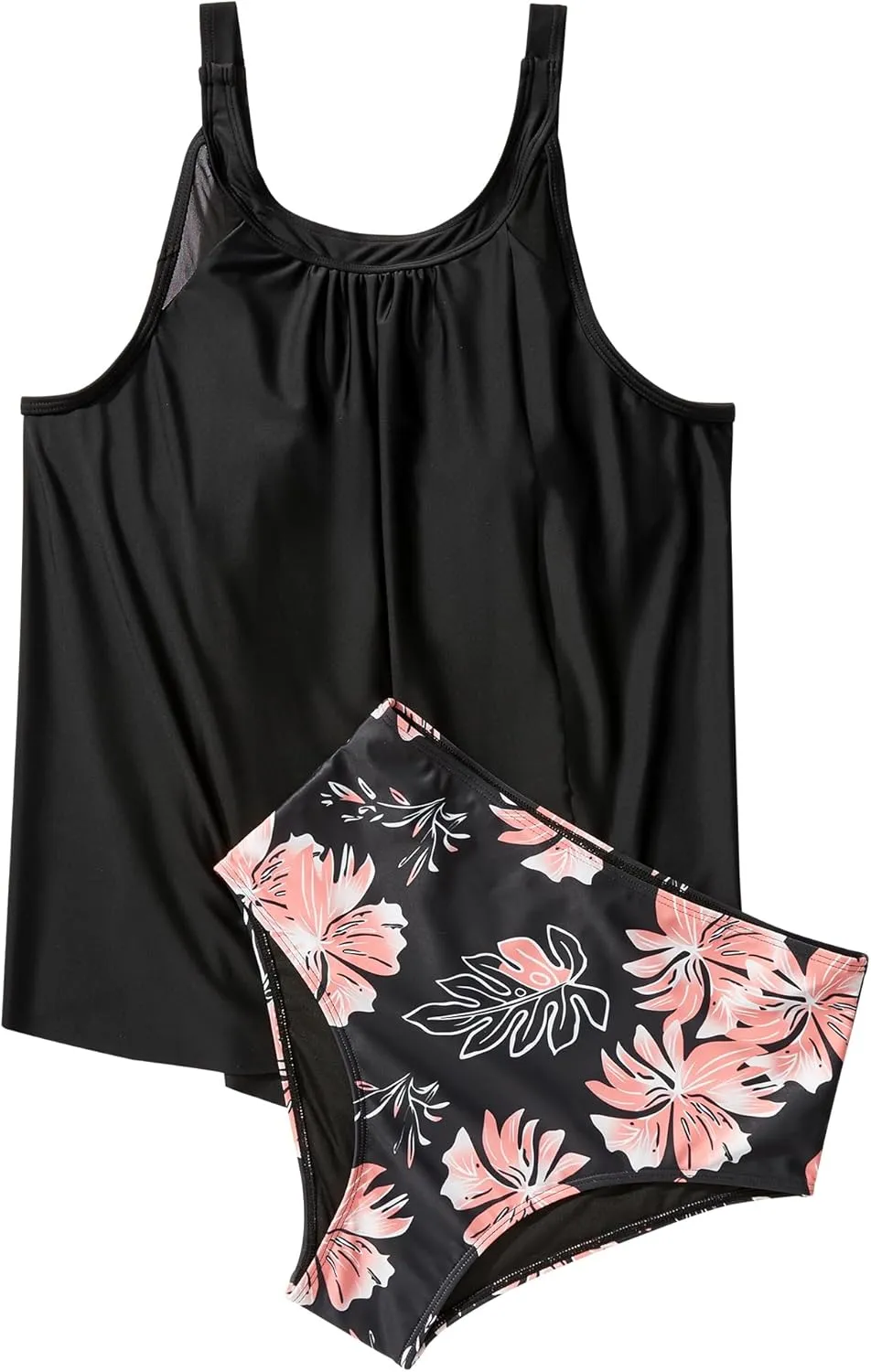 SUUKSESS Women Tummy Control Tankini Bathing Suit Ruffle High Waisted Swimsuit