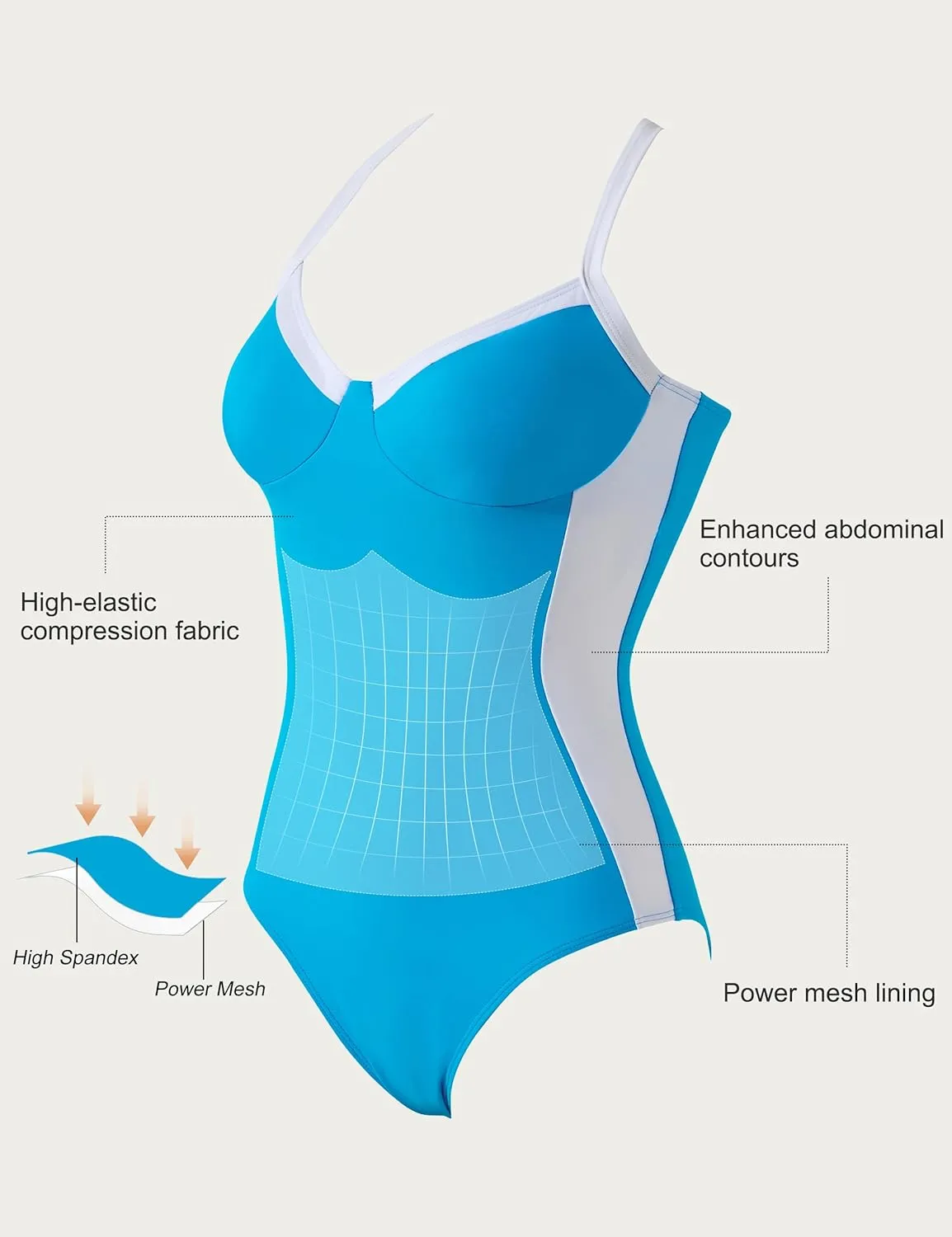 SUUKSESS Womens Tummy Control One Piece Swimsuit Sexy Crisscross Back Bathing Suit