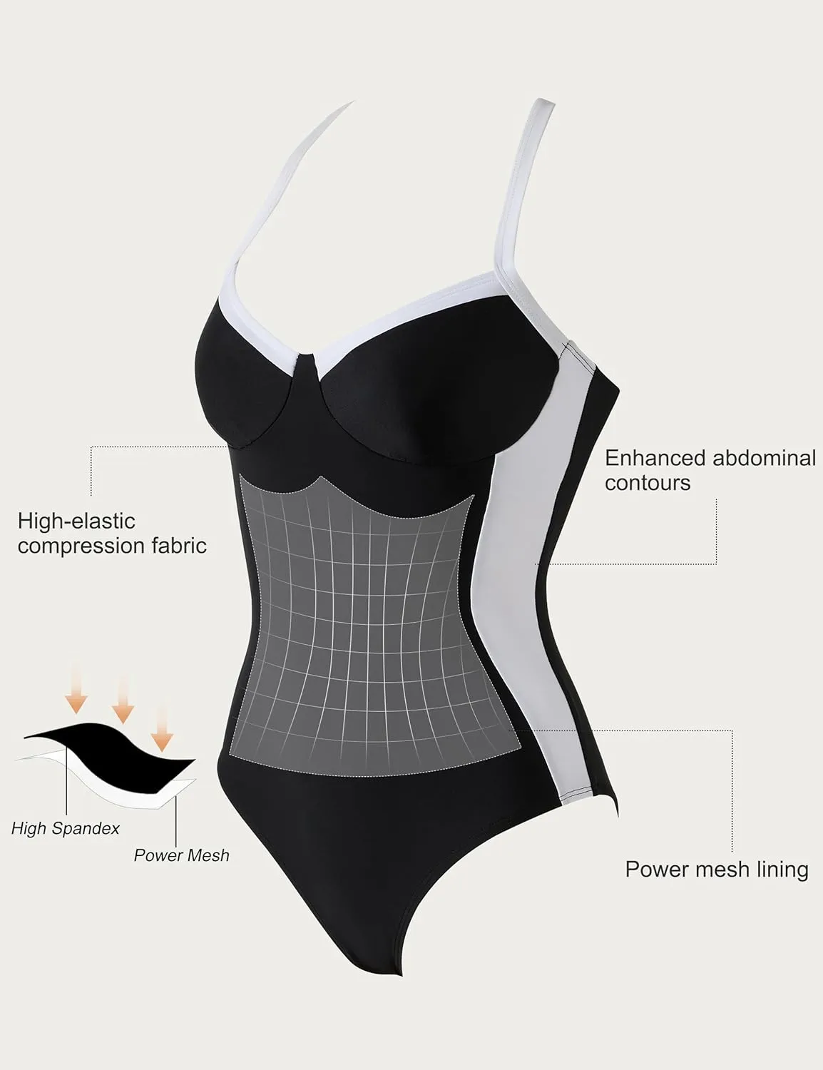 SUUKSESS Womens Tummy Control One Piece Swimsuit Sexy Crisscross Back Bathing Suit