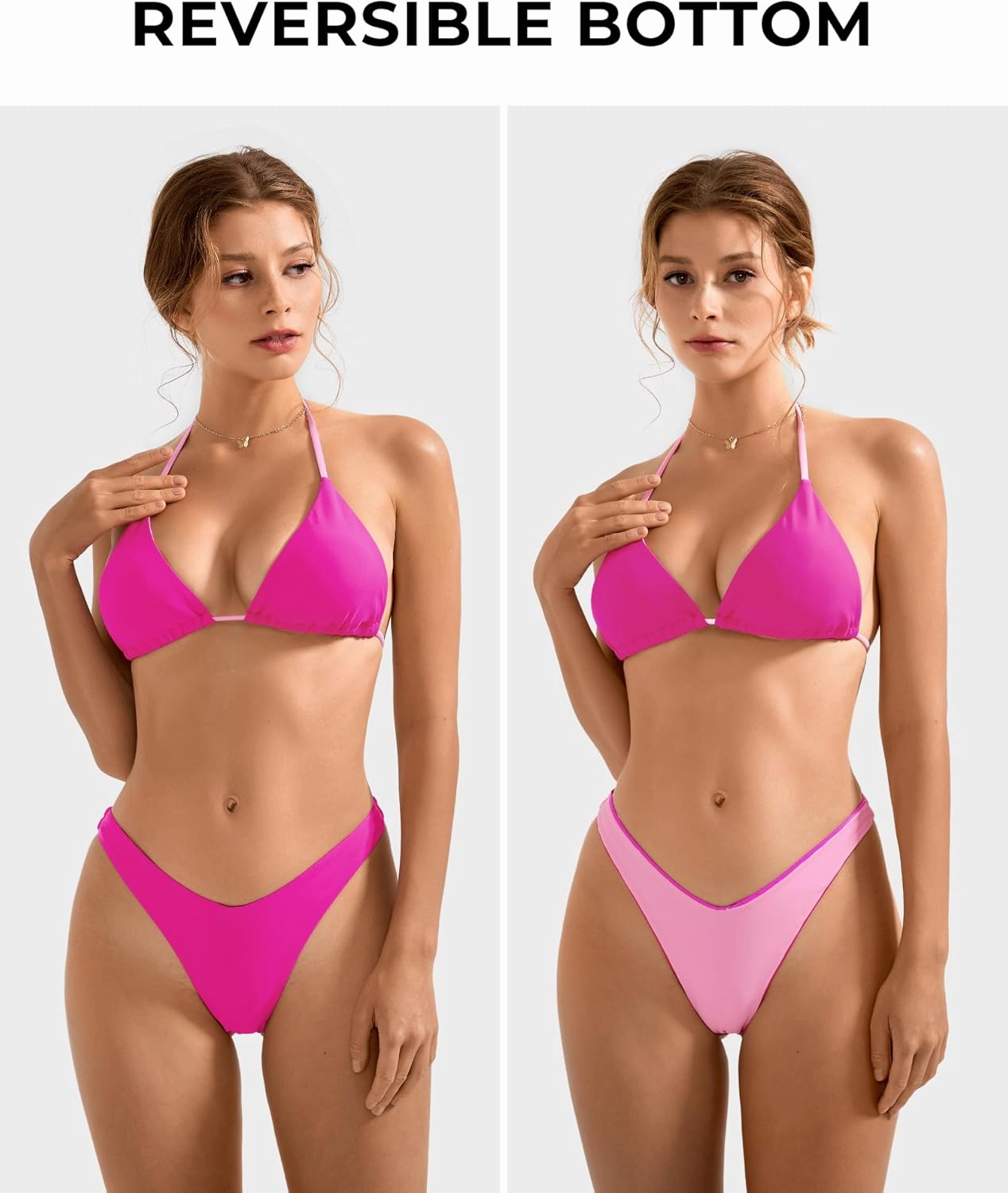 SUUKSESS Women Halter String Two Piece Bikini Sets Reversible Thong Swimsuit
