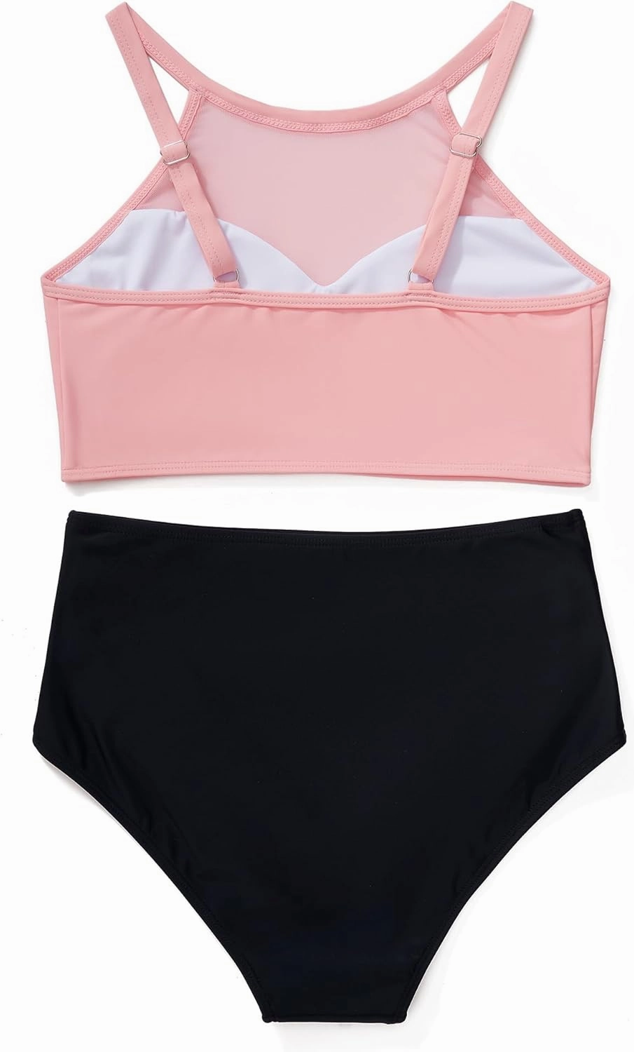 SUUKSESS Women High Waisted Bikini Sets Sexy Mesh High Neck Swimsuit 2 Piece