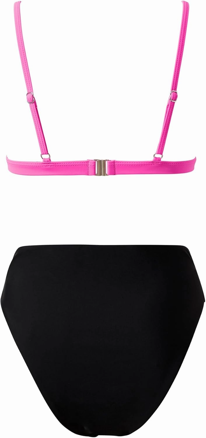 SUUKSESS Women Triangle High Cut Bikini Sets Sexy High Waisted 2 Piece Swimsuit