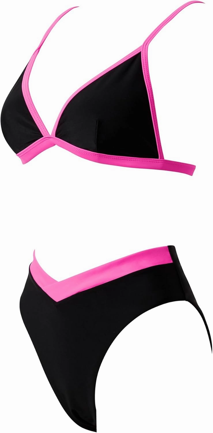 SUUKSESS Women Triangle High Cut Bikini Sets Sexy High Waisted 2 Piece Swimsuit