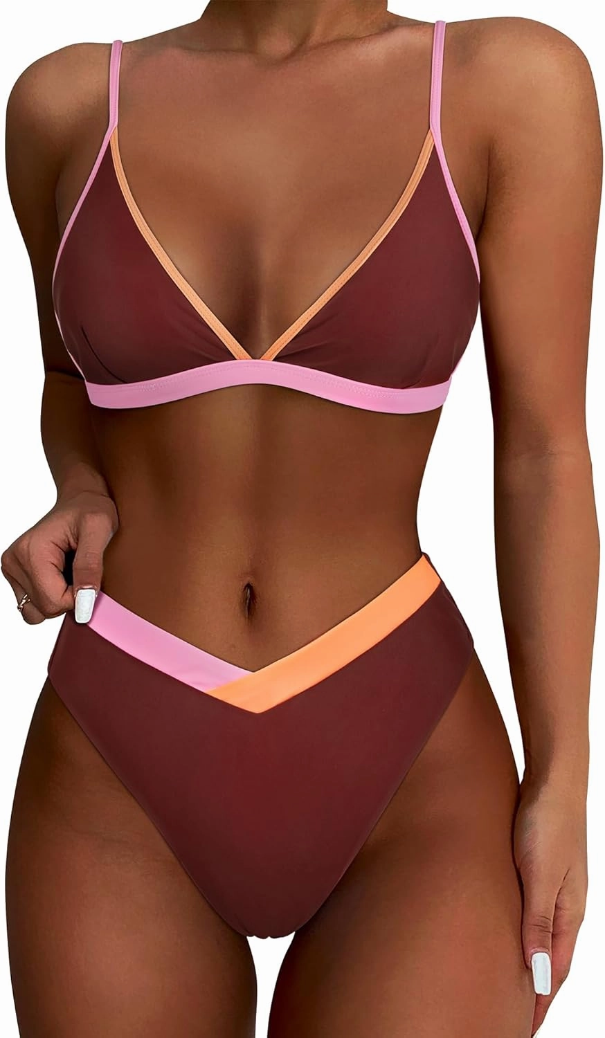 SUUKSESS Women Triangle High Cut Bikini Sets Sexy High Waisted 2 Piece Swimsuit