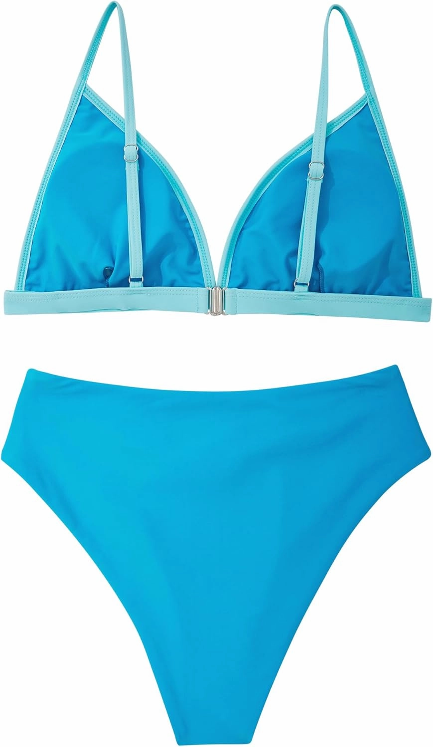 SUUKSESS Women Triangle High Cut Bikini Sets Sexy High Waisted 2 Piece Swimsuit