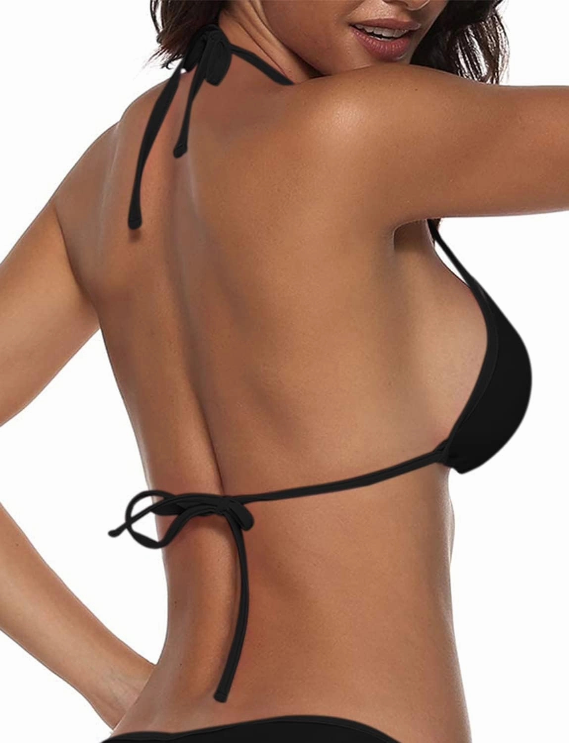 Suvimuga Women's Triangle Bikini Top Push up Padded Halter String Bathing Suits Top
