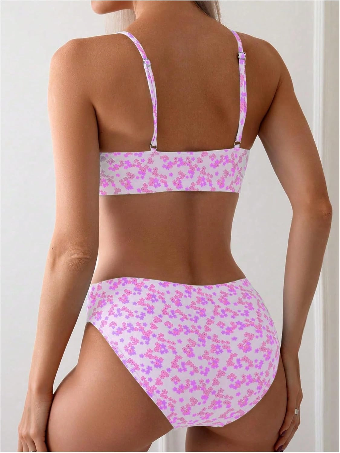SweatyRocks Women's 2 Piece Bikini Set Ditsy Floral Print High Cut Bathing Suit Beachwear