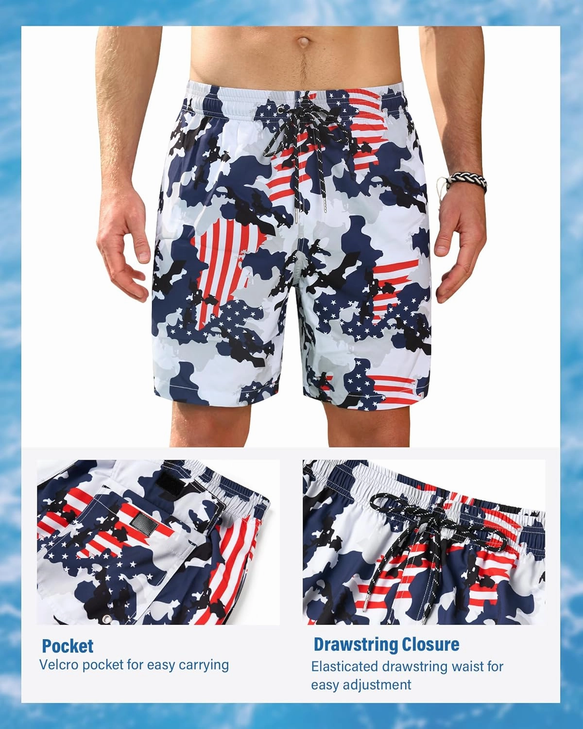 Swim Trunks Mens 7 Inch Bathing Suit with Mesh Liner Men's Stretch Swimwear Quick Dry Swimsuit Beach Shorts