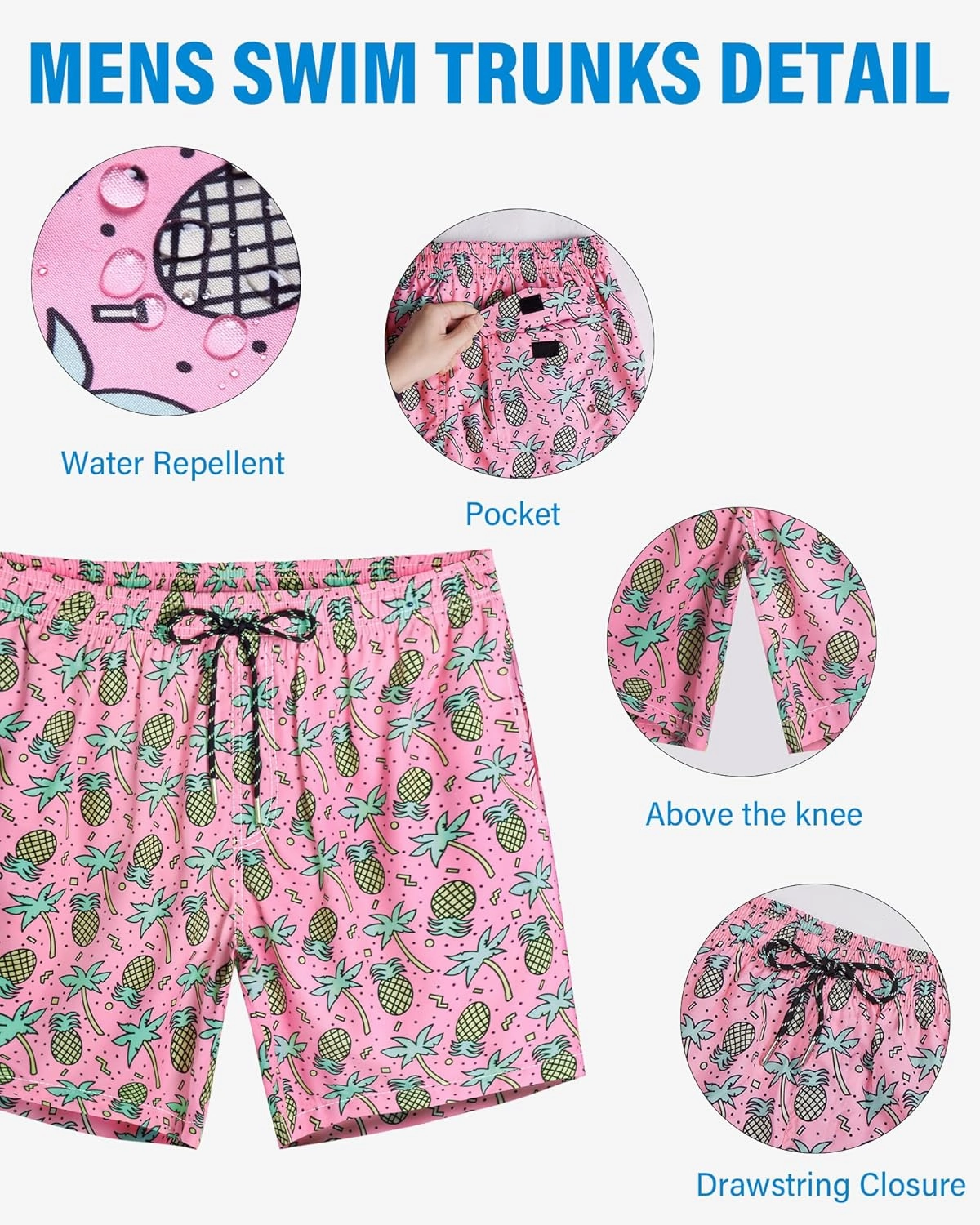 Swim Trunks Mens 7 Inch Bathing Suit with Mesh Liner Men's Stretch Swimwear Quick Dry Swimsuit Beach Shorts