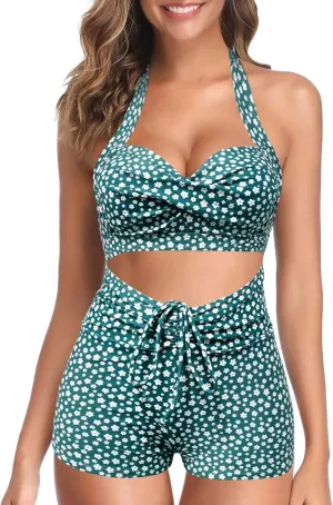 Swmmer Liket High Waisted Bikini Sets for Women Boy Shorts Swimsuits Sporty Bathing Suit