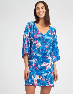 Tahiti Beach Dress - Blue Floral
