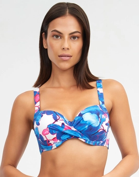 Tahiti Moulded Underwired Bikini Top - Blue Floral