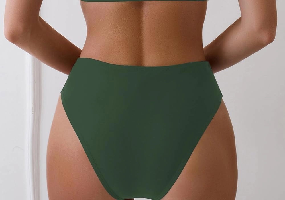 Tainehs Women's Mid Waist Bikini Bottom Strappy Cheey Bathing Suit Bottoms Swimsuit Bottom