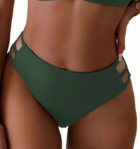 Tainehs Women's Mid Waist Bikini Bottom Strappy Cheey Bathing Suit Bottoms Swimsuit Bottom