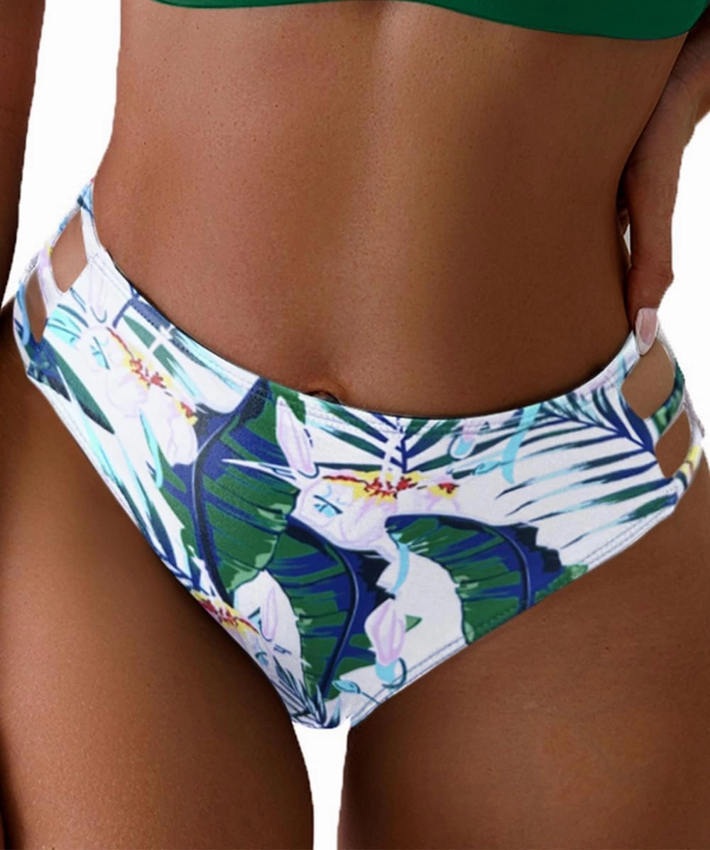 Tainehs Women's Mid Waist Bikini Bottom Strappy Cheey Bathing Suit Bottoms Swimsuit Bottom