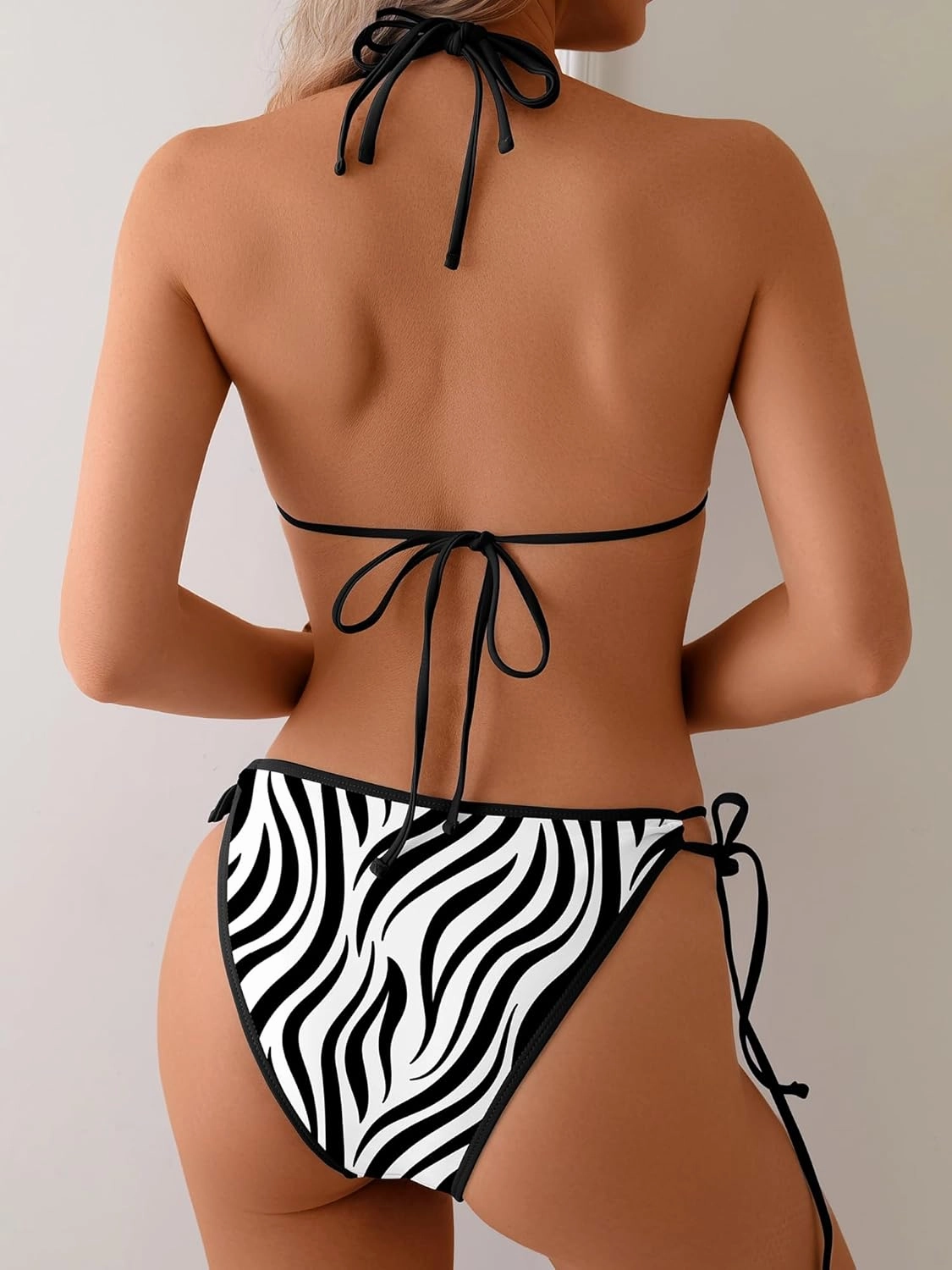 TASHEHE Women's Triangle String Bikini Set Sexy Tie Side Two Piece Swimsuit Cute Halter Bathing Suit