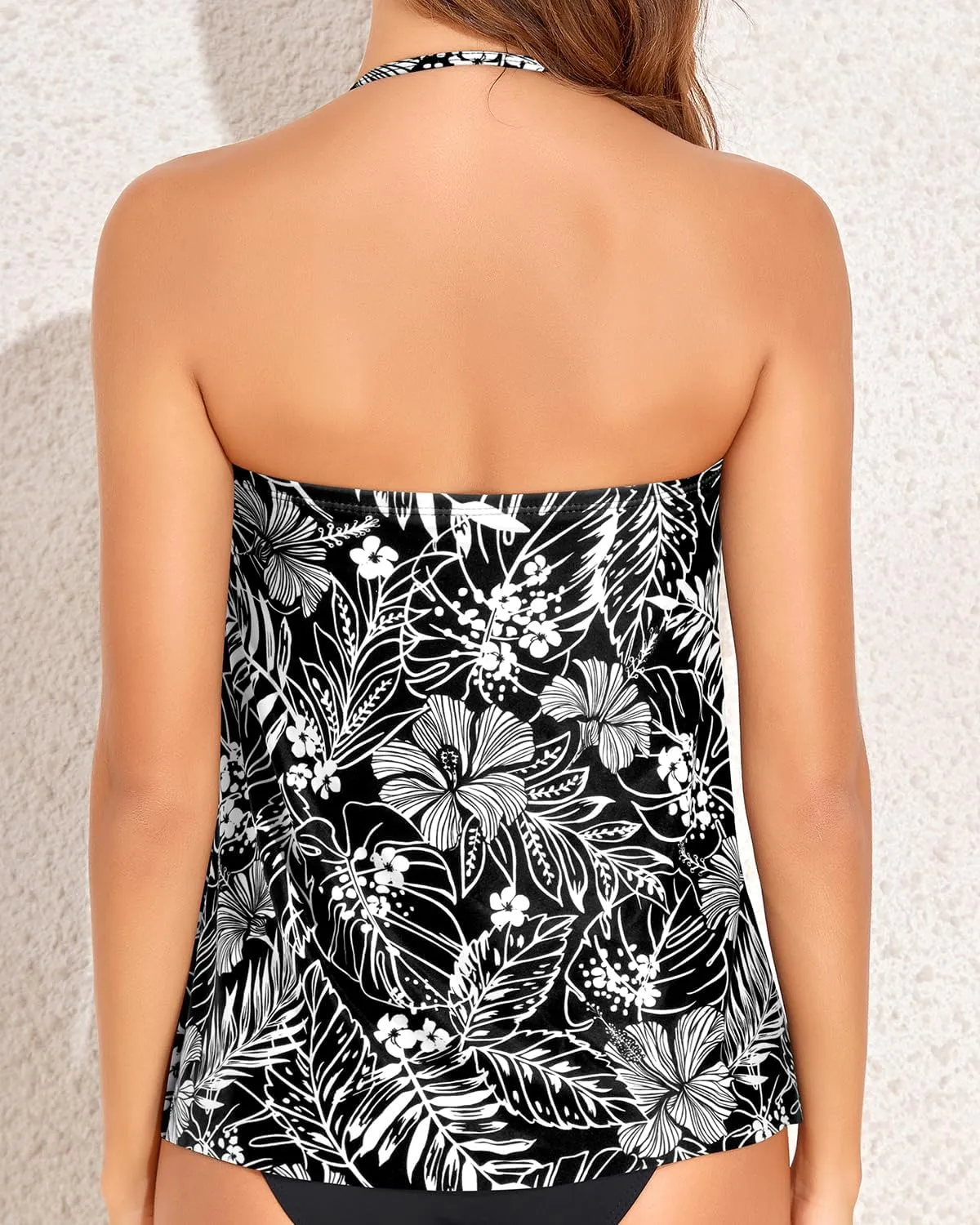 Tempt Me Bandeau Tankini Tops for Women Strapless Bathing Suit Top Halter Flyaway Swimsuit Top Only