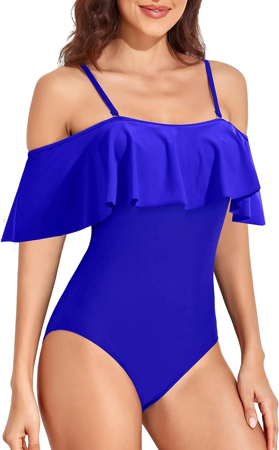 Tempt Me Off Shoulder One Piece Swimsuit for Women Ruffled Sleeves Retro Bathing Suits