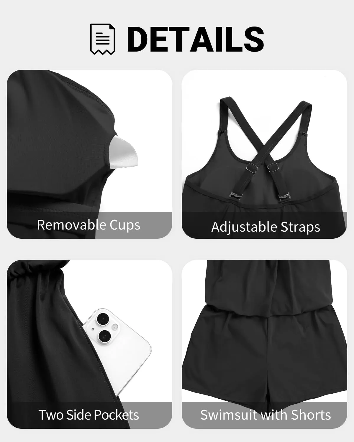 Tempt Me Romper One Piece Swimsuits with Short - Women Boyleg with Pockets Bathing Suit Modest Swimwear