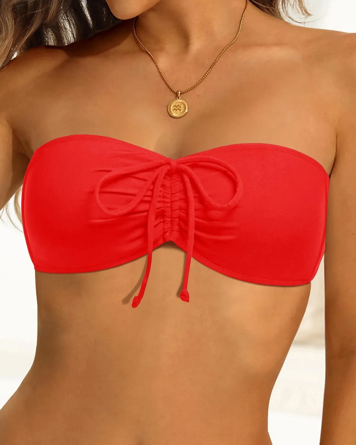 Tempt Me Women Bandeau Bikini Top Strapless Swim Tops Tube Halter Swimsuit Top Only