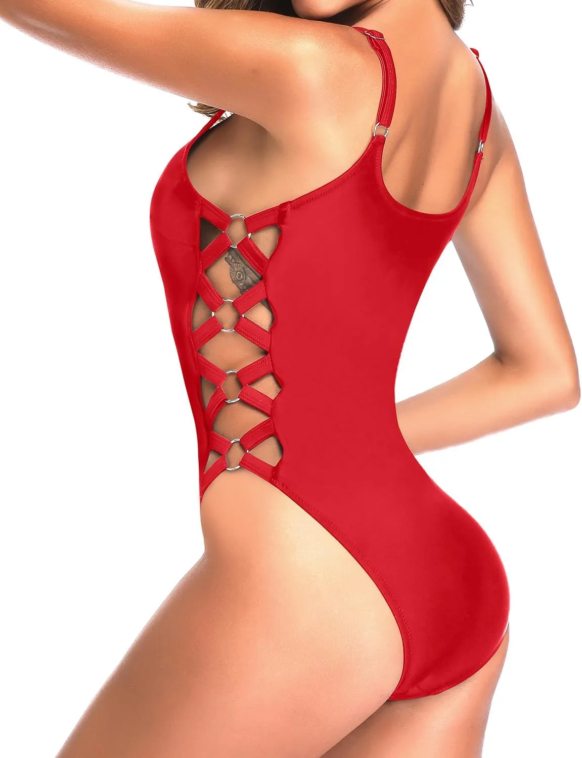 Tempt Me Women One Piece Bathing Suit Slimming Crisscross Lace Up Sexy Swimsuits