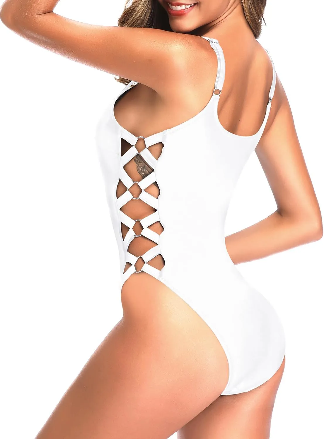 Tempt Me Women One Piece Bathing Suit Slimming Crisscross Lace Up Sexy Swimsuits