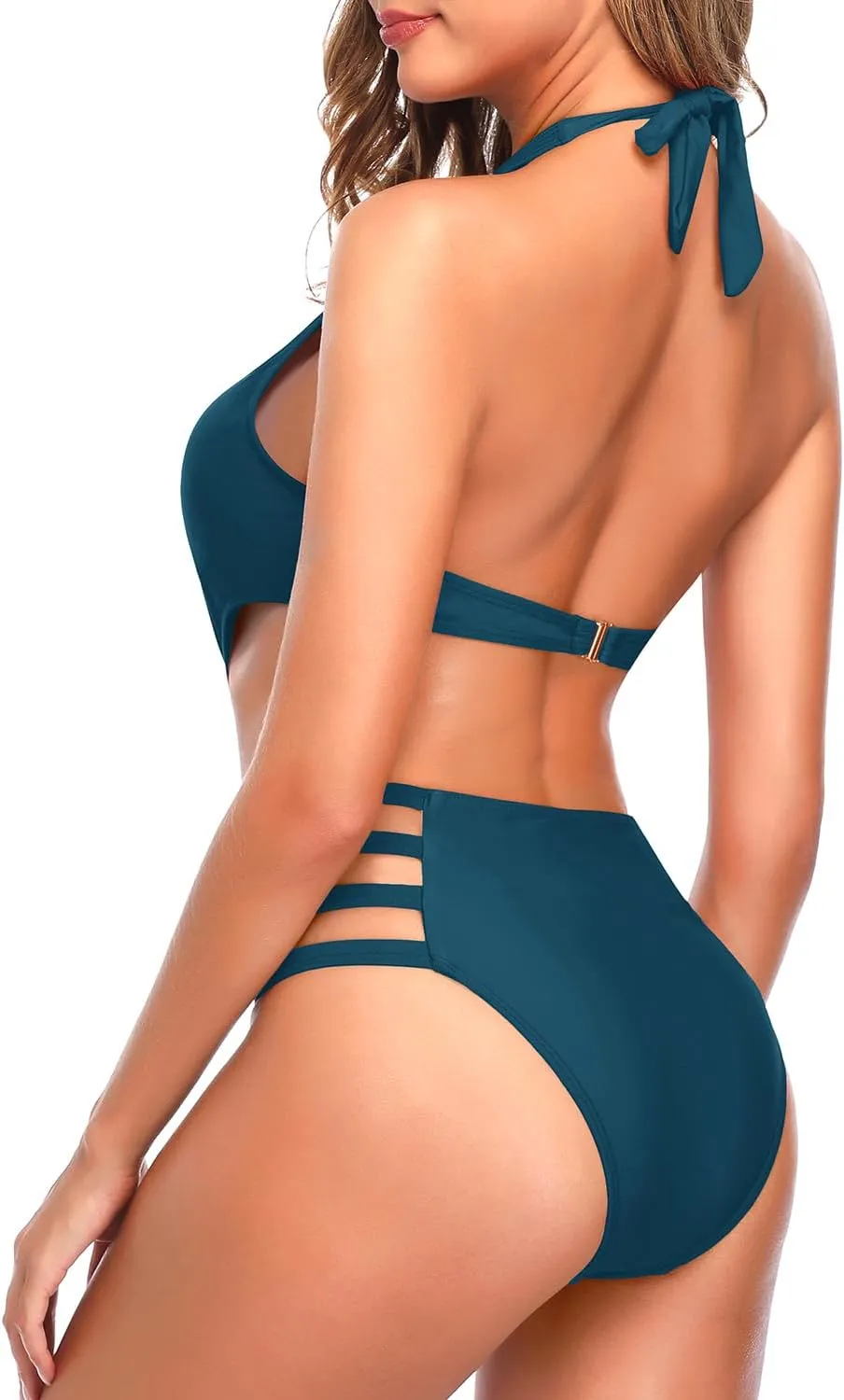Tempt Me Women One Piece Sexy Mesh Swimsuit High Neck Halter Cutout Monokini Swimwear