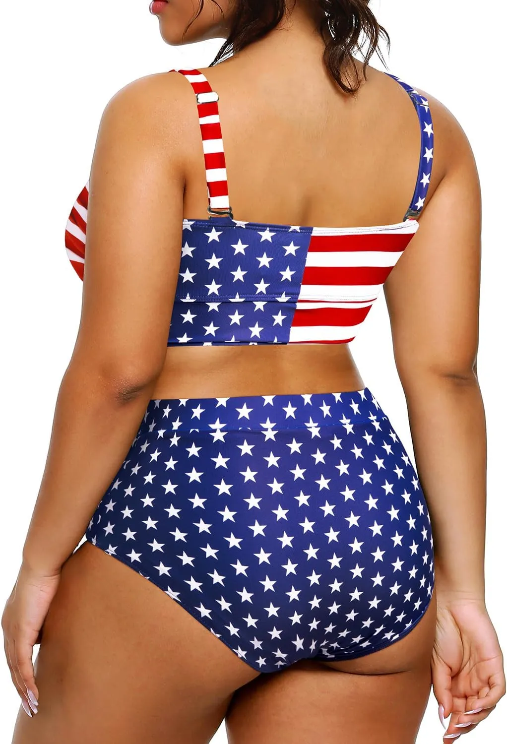 Tempt Me Women Plus Size High Waisted Bikini Bandeau Two Piece Swimsuit