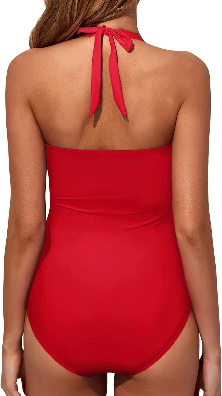 Tempt Me Women Tummy Control One Piece Swimsuits Push Up Slimming Bathing Suits Halter Vintage Swimwear