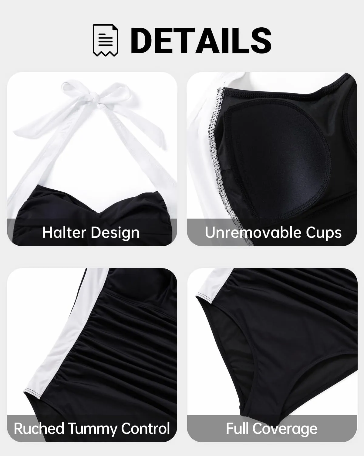 Tempt Me Women Tummy Control One Piece Swimsuits Push Up Slimming Bathing Suits Halter Vintage Swimwear