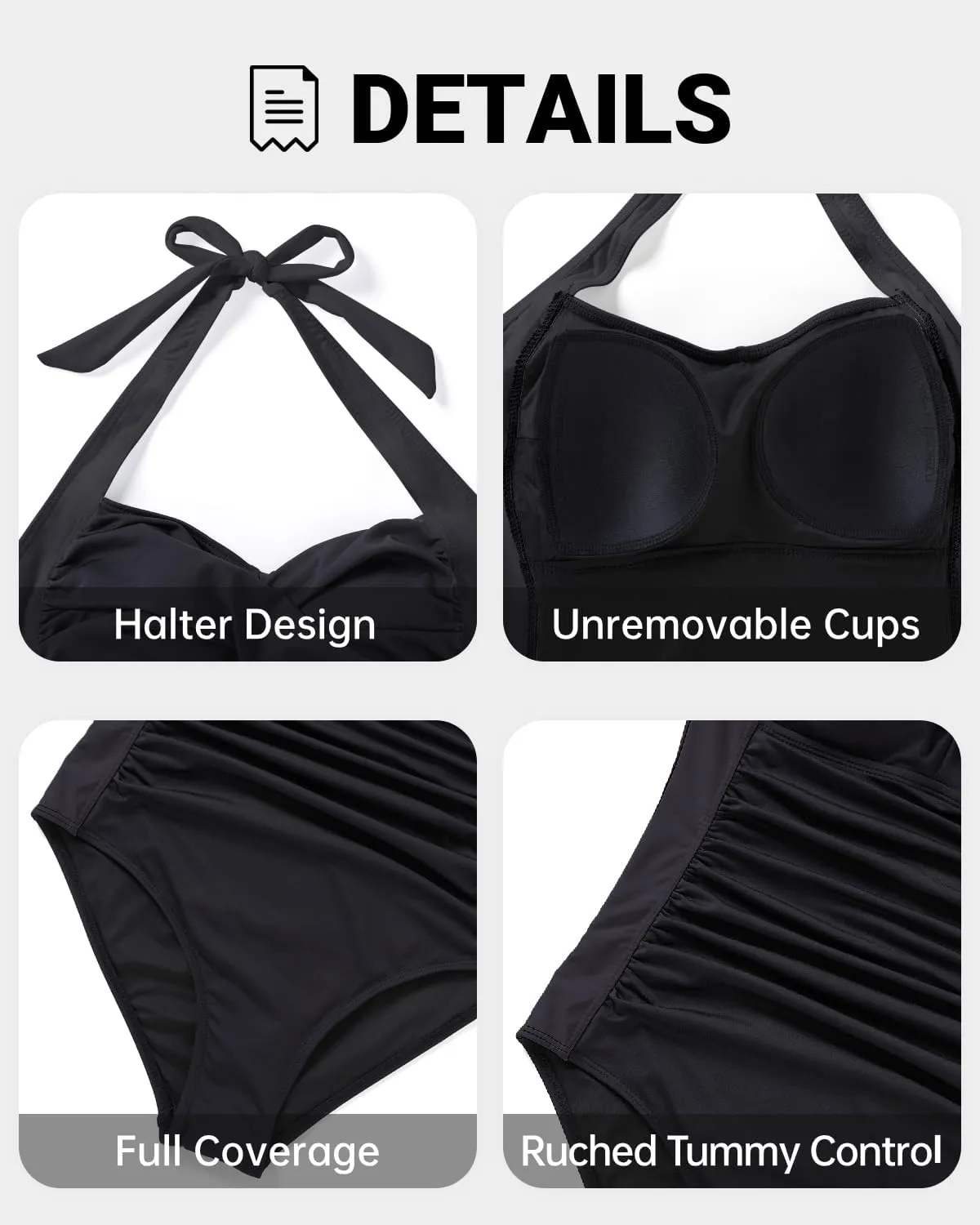 Tempt Me Women Tummy Control One Piece Swimsuits Push Up Slimming Bathing Suits Halter Vintage Swimwear