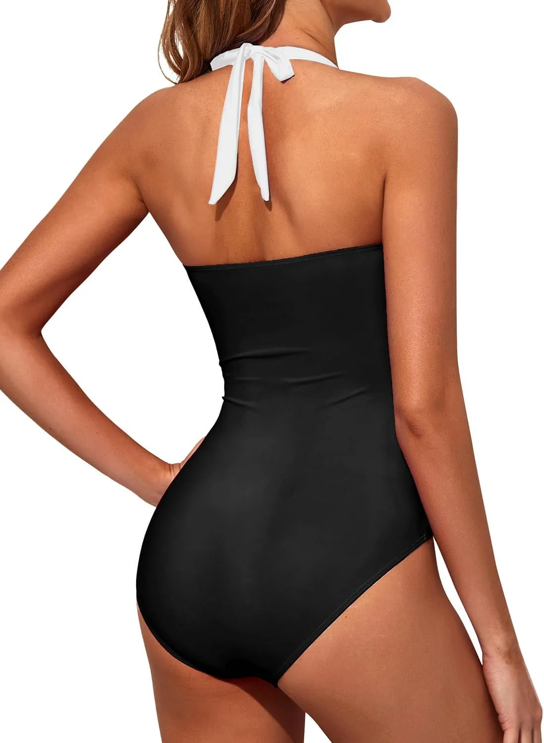 Tempt Me Women Tummy Control One Piece Swimsuits Push Up Slimming Bathing Suits Halter Vintage Swimwear