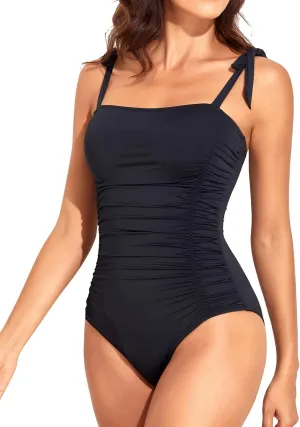 Tempt Me Women Tummy Control One Piece Swimsuits Ruched Slimming Bathing Suits Vintage Swimwear