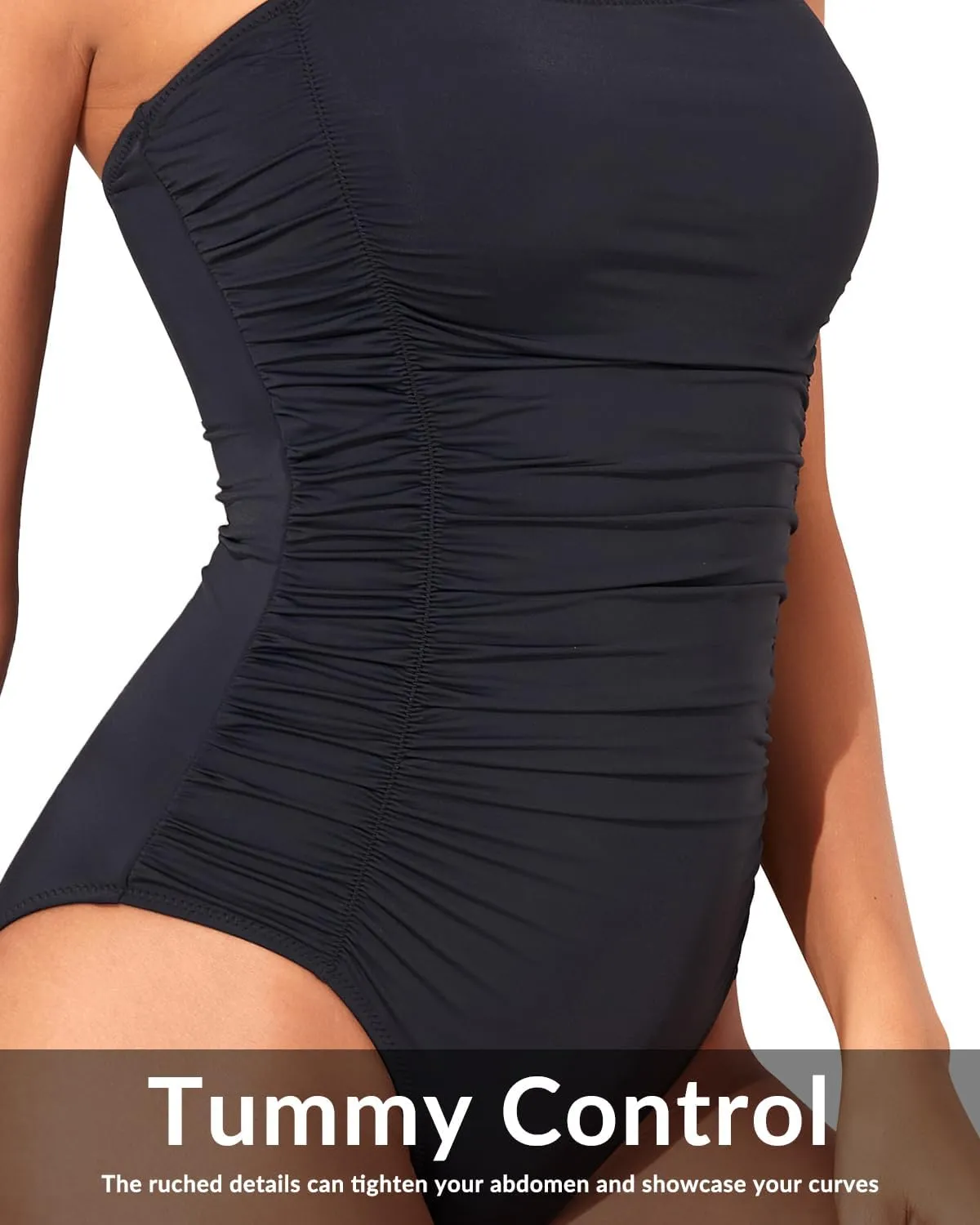 Tempt Me Women Tummy Control One Piece Swimsuits Ruched Slimming Bathing Suits Vintage Swimwear
