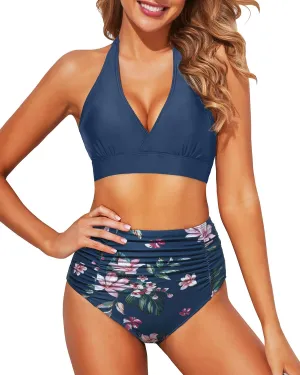 Tempt Me Women Two Piece High Waisted Bikini Set Swimsuits Push Up Halter Tummy Control Bottoms Bathing Suits