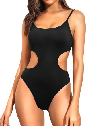 Tempt Me Women's Cutout One Piece Swimsuits High Cut Monokini Scoop Neck Bathing Suit