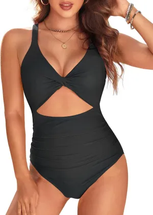 Tempt Me Women's One Piece Swimsuit - Cutout Tummy Control Bathing Suit V Neck Twist Front Swimwear 2025