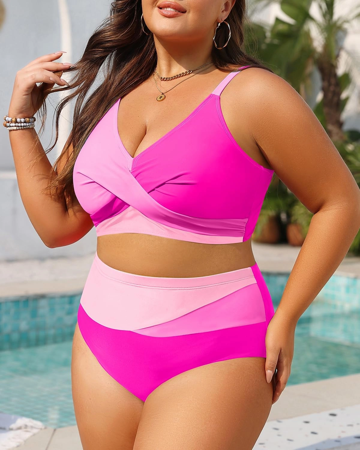 Tempt Me Plus Size Two Piece Swimsuit - Women High Waisted Bikini Set Tummy Control Bathing Suits