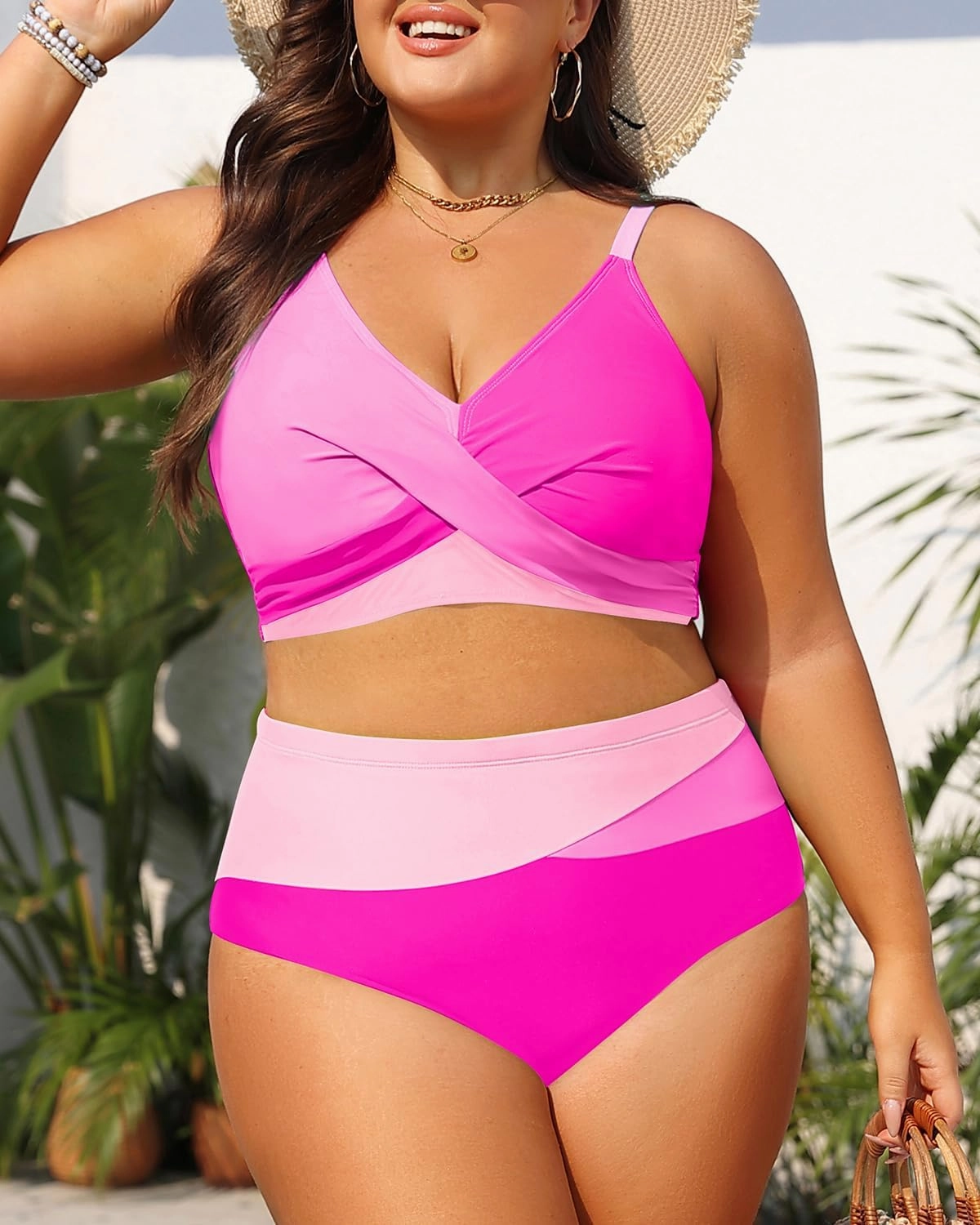 Tempt Me Plus Size Two Piece Swimsuit - Women High Waisted Bikini Set Tummy Control Bathing Suits