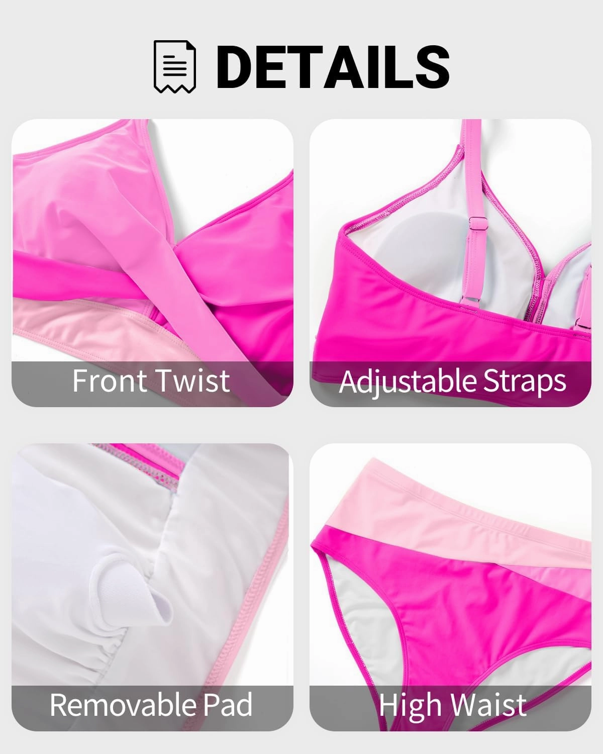 Tempt Me Plus Size Two Piece Swimsuit - Women High Waisted Bikini Set Tummy Control Bathing Suits