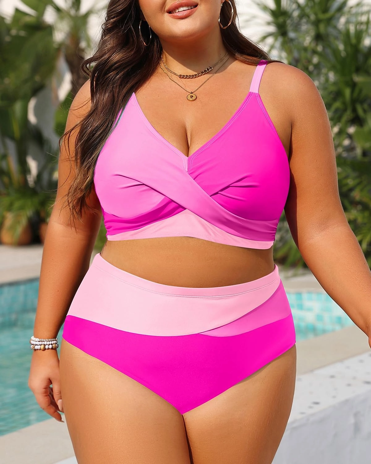 Tempt Me Plus Size Two Piece Swimsuit - Women High Waisted Bikini Set Tummy Control Bathing Suits