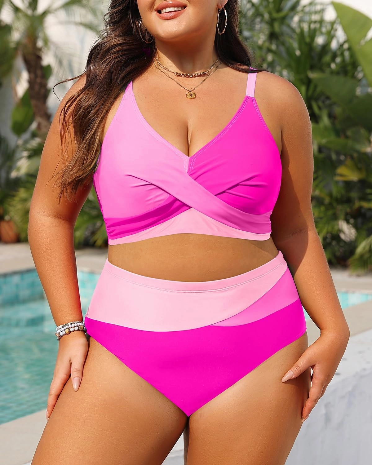 Tempt Me Plus Size Two Piece Swimsuit - Women High Waisted Bikini Set Tummy Control Bathing Suits