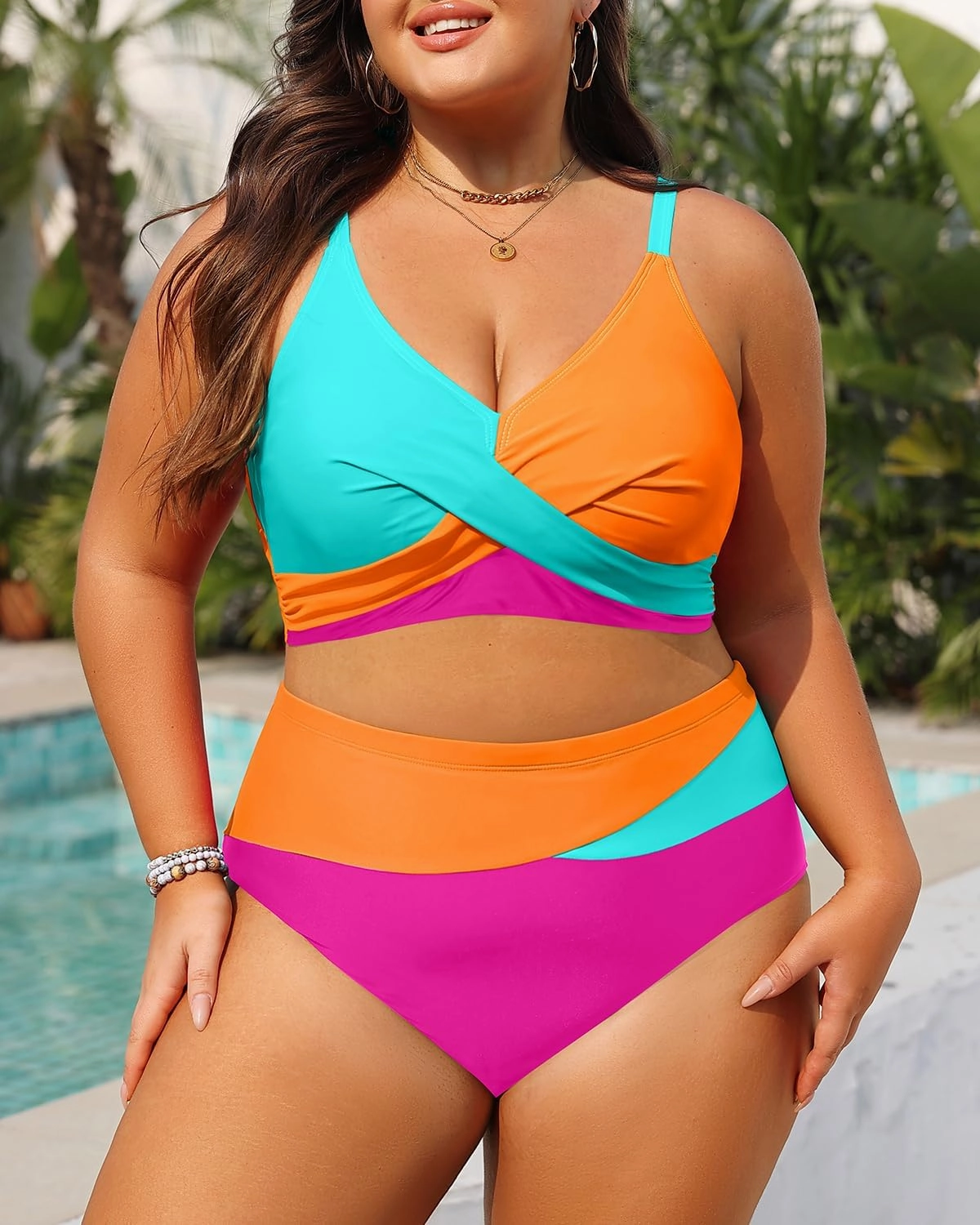 Tempt Me Plus Size Two Piece Swimsuit - Women High Waisted Bikini Set Tummy Control Bathing Suits