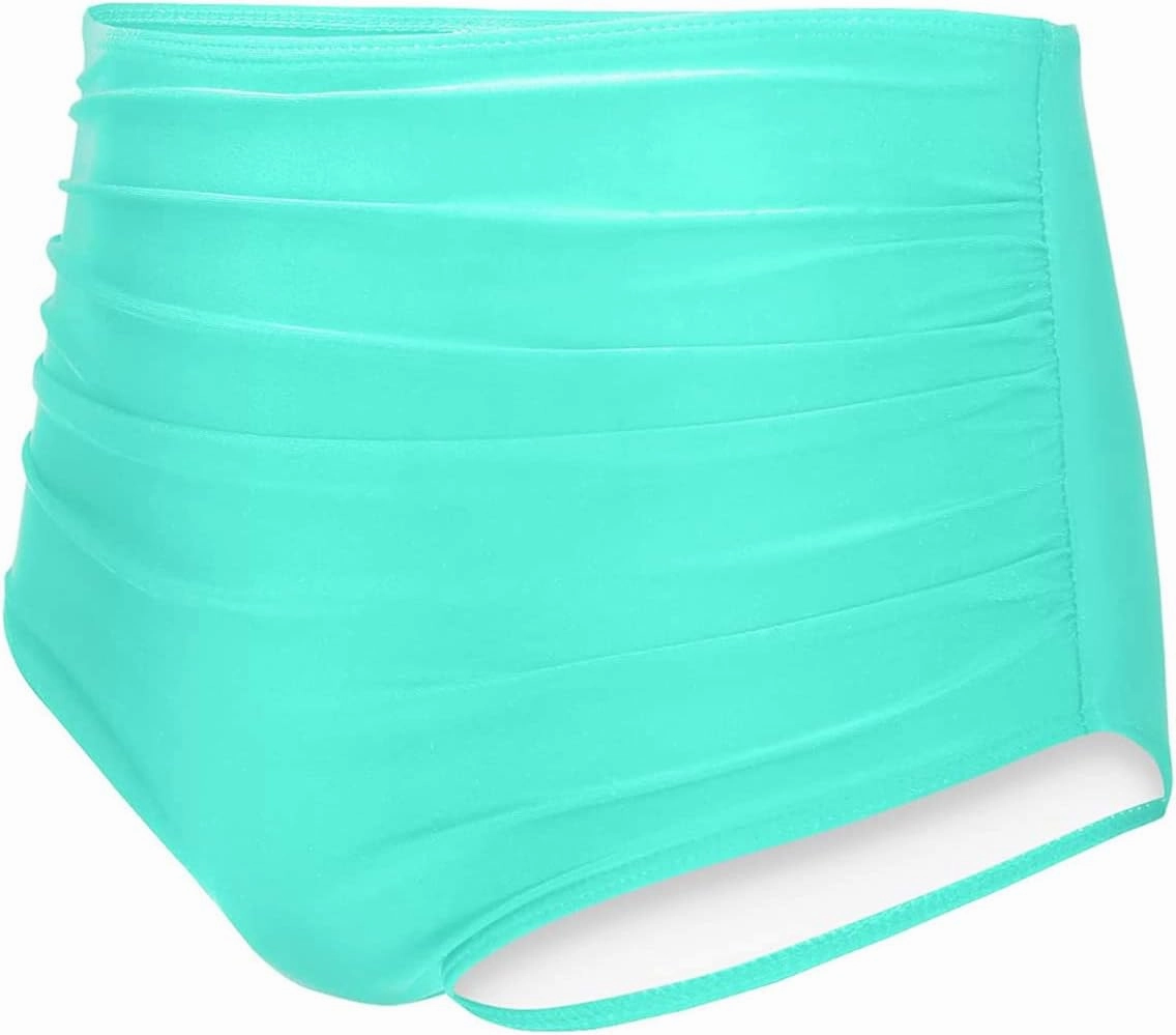 Tempt Me Women High Waisted Bikini Bottom Retro Ruched Swim Bottom Shirred Tankinis Brief