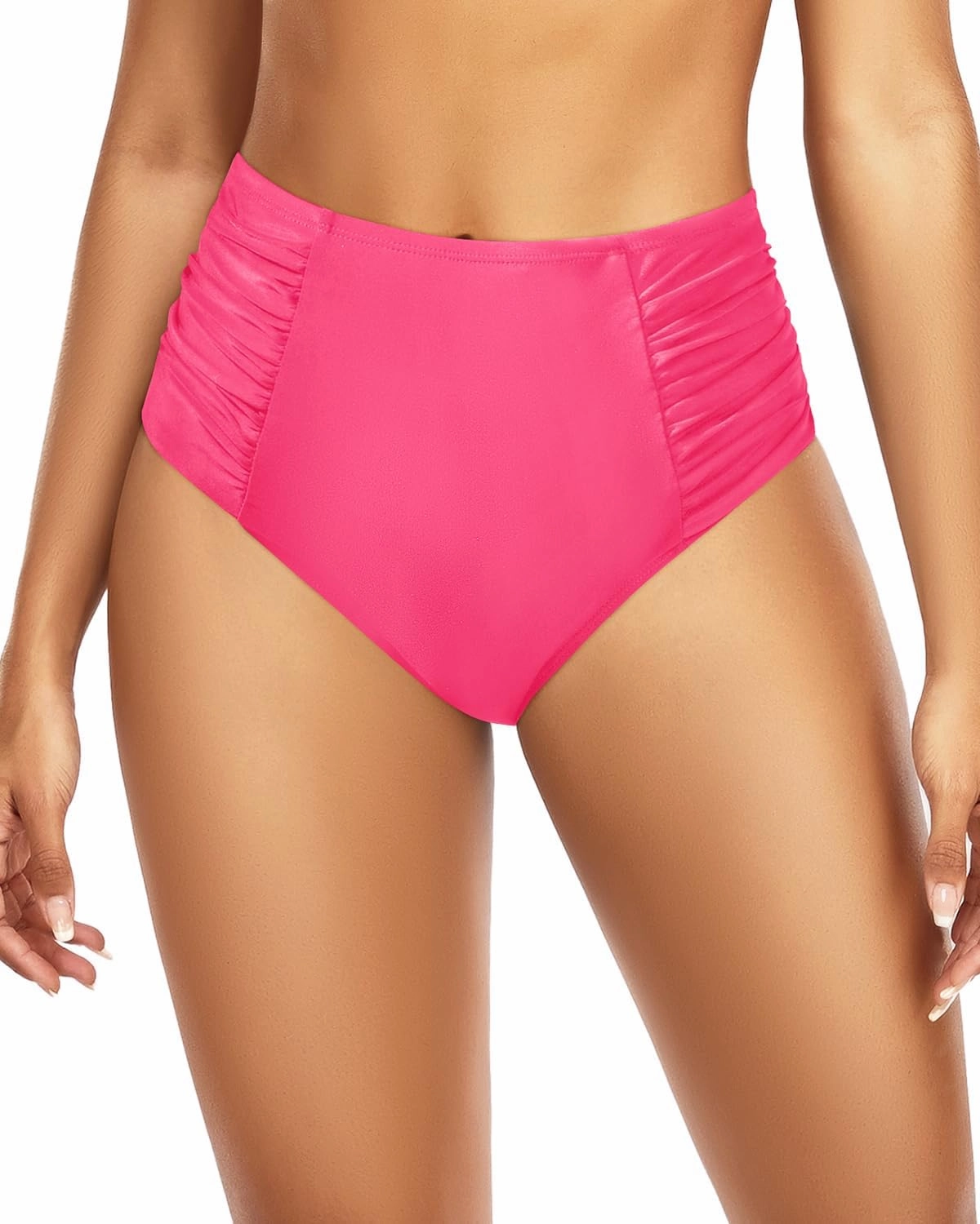 Tempt Me Women High Waisted Bikini Bottoms Full Coverage Swimsuit Bottoms Ruched Bathing Suit Bottom