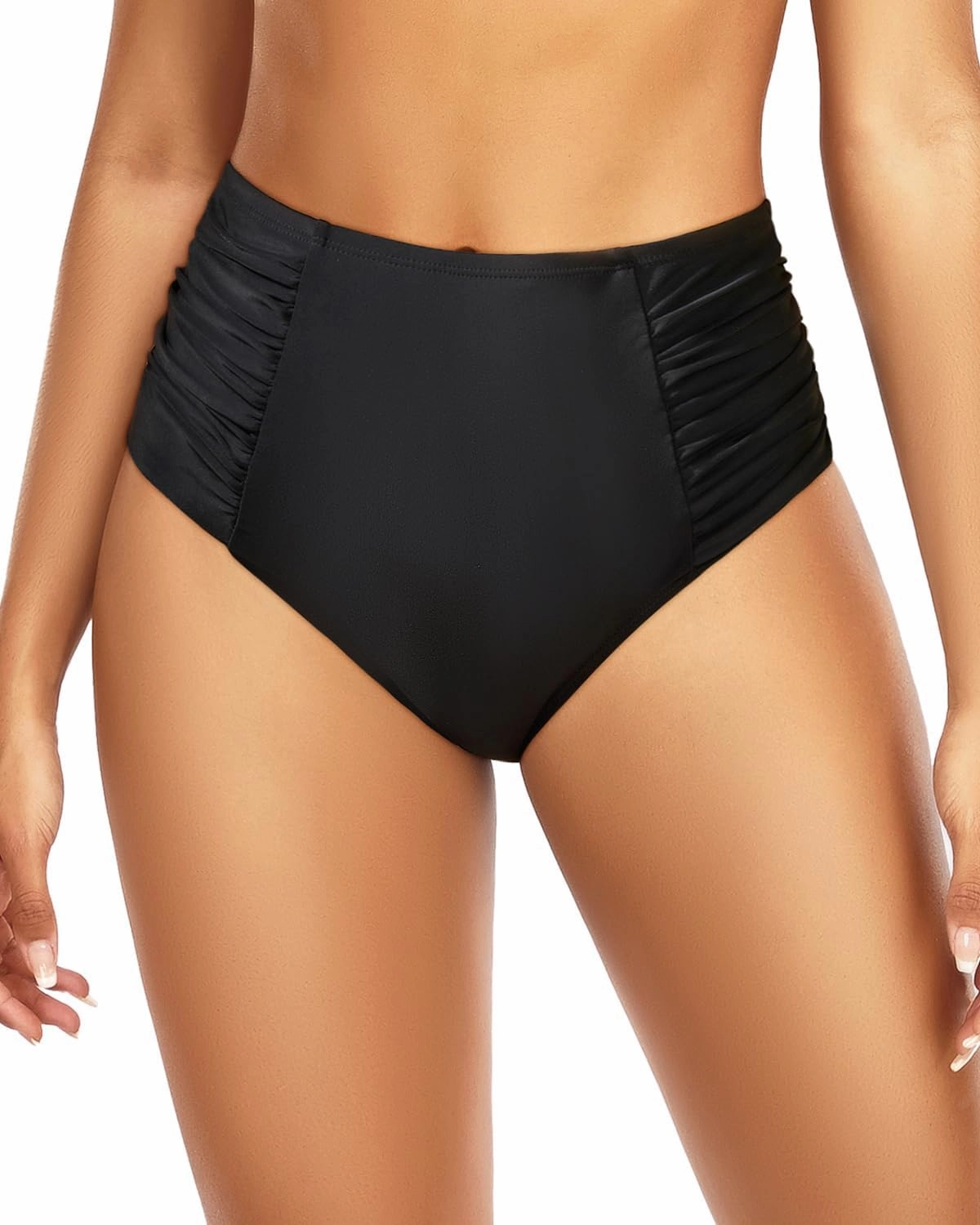 Tempt Me Women High Waisted Bikini Bottoms Full Coverage Swimsuit Bottoms Ruched Bathing Suit Bottom
