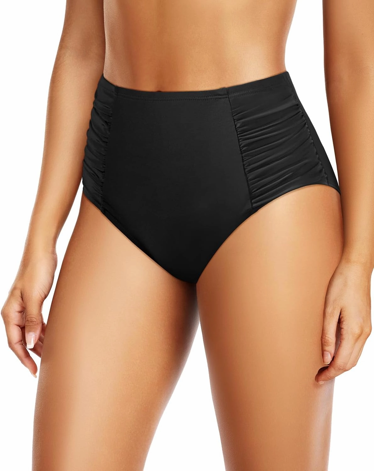 Tempt Me Women High Waisted Bikini Bottoms Full Coverage Swimsuit Bottoms Ruched Bathing Suit Bottom